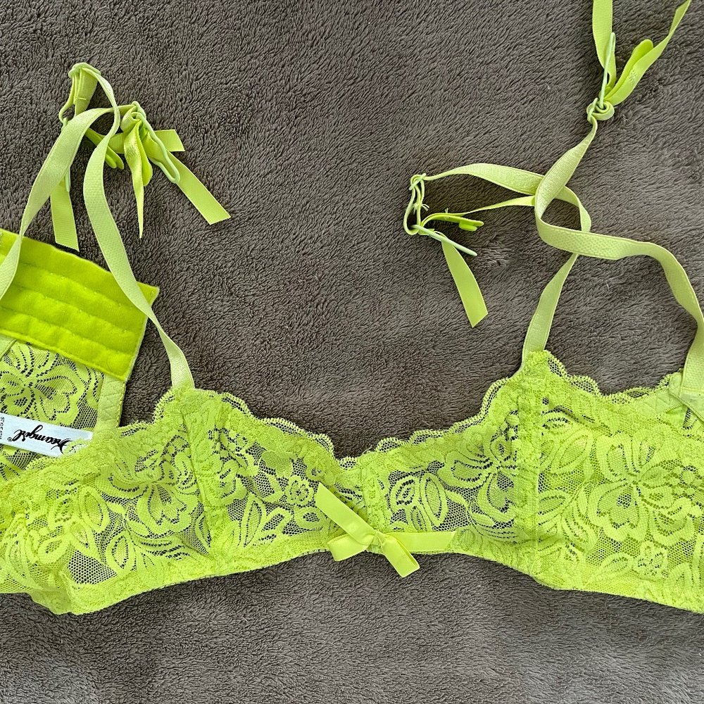 Neon greenish yellow garter belt